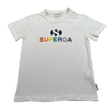 Superga T-Shirt Girocollo tinta unita con Logo Bianco per Bambino SZ212 BIANCO SUPERGA 