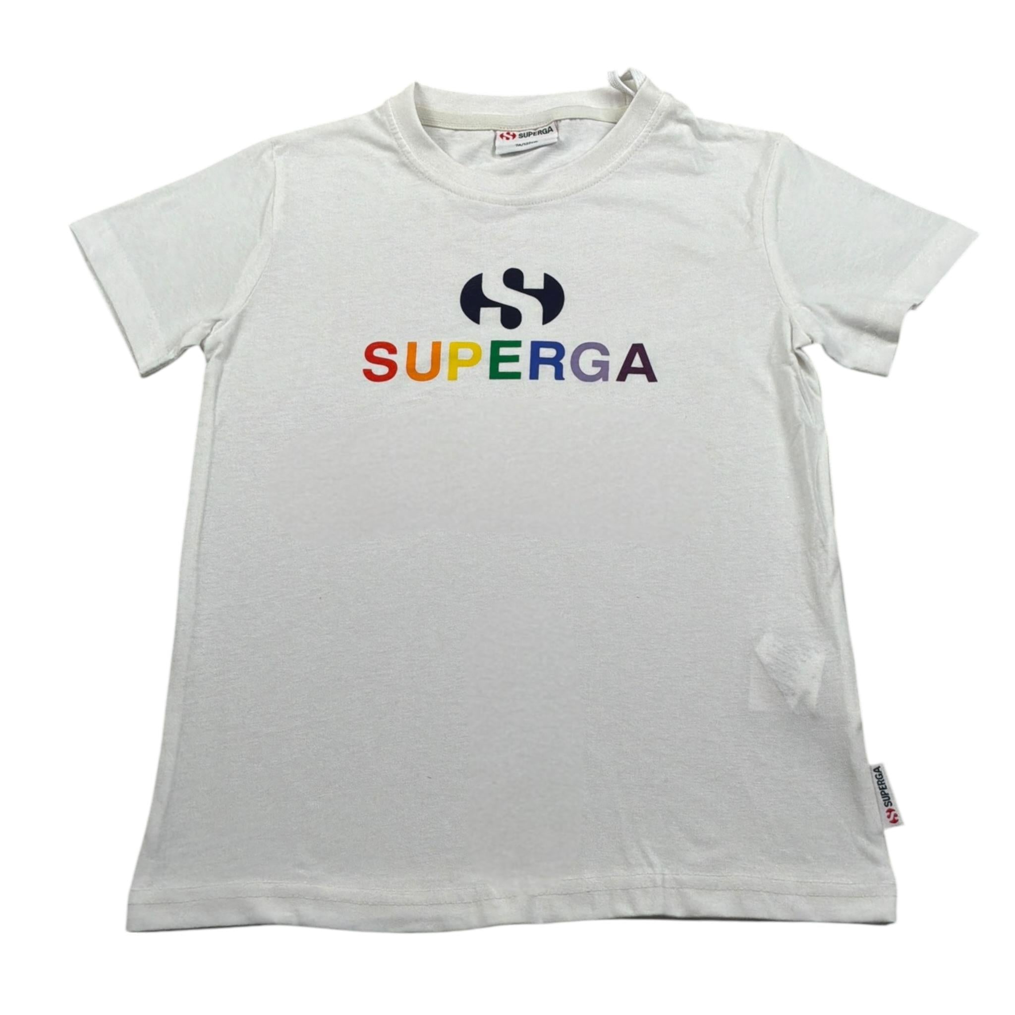 Superga T-Shirt Girocollo tinta unita con Logo Bianco per Bambino SZ212 BIANCO SUPERGA 