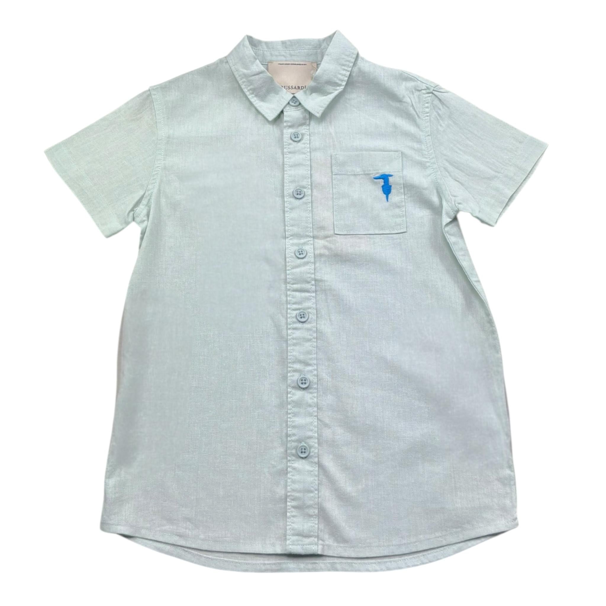 Trussardi Camicia Mezza Manica Tinta Unita con Logo per Bambina TBP26020CL VERDE TRUSSARDI 