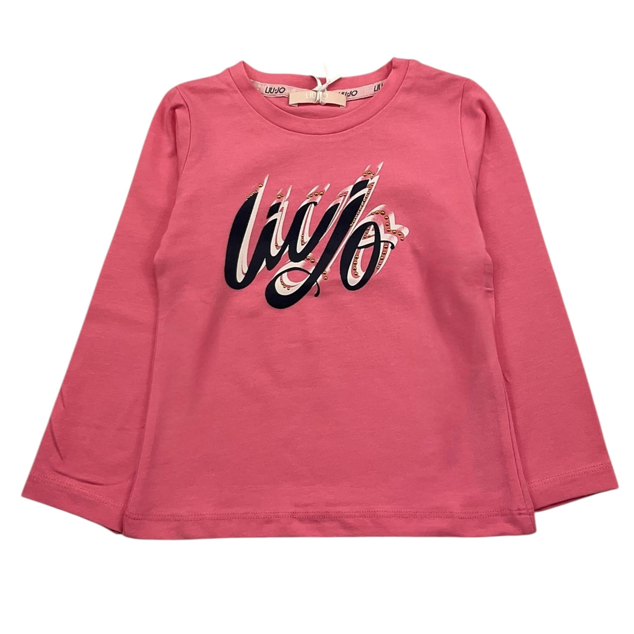 LIU JO shirt girocollo tinta unita con stampa in contrasto Rosa per Neonata KF2010 ROSA LIU JO 