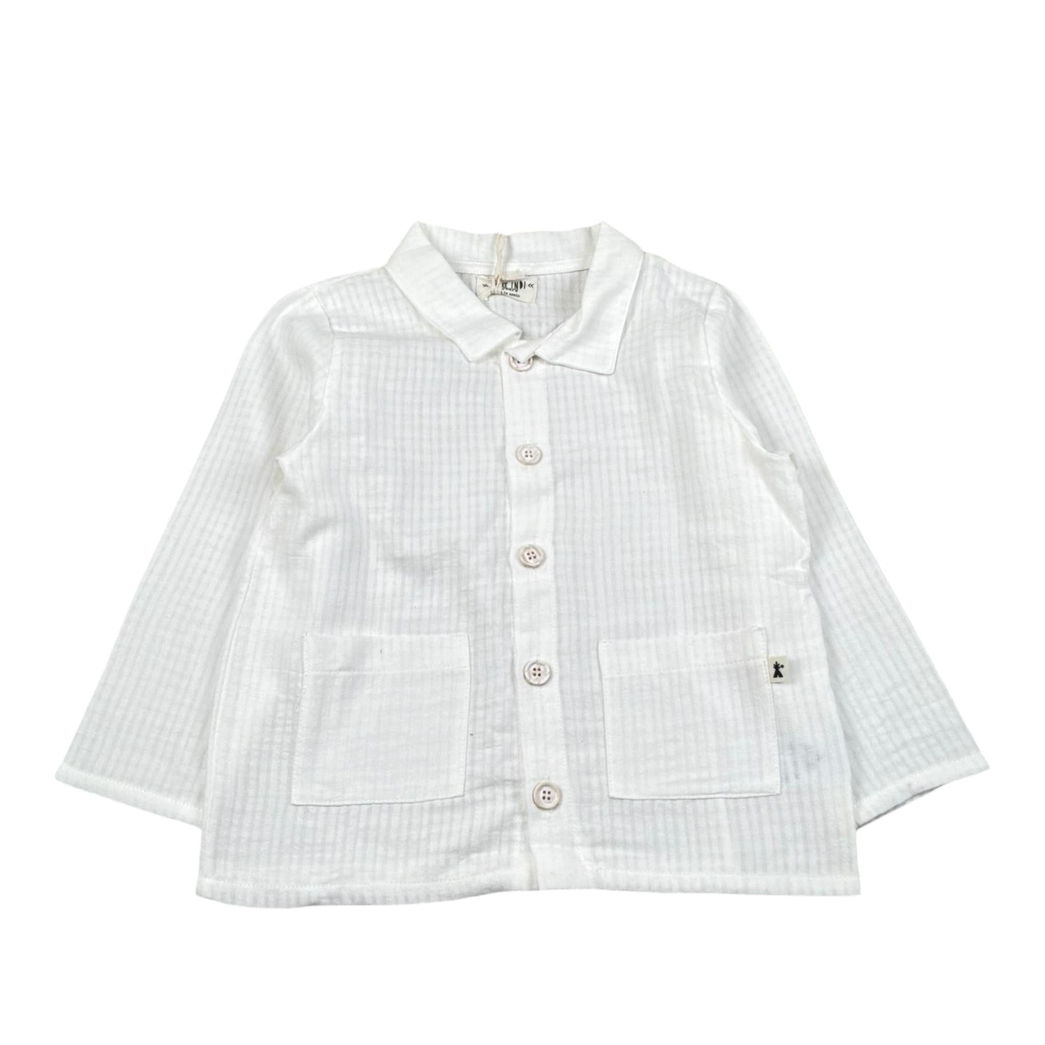 Petit Indi Camicia Tinta Unita Manica Lunga per Bambino SS25BK6840ZX BIANCO PETIT INDI 