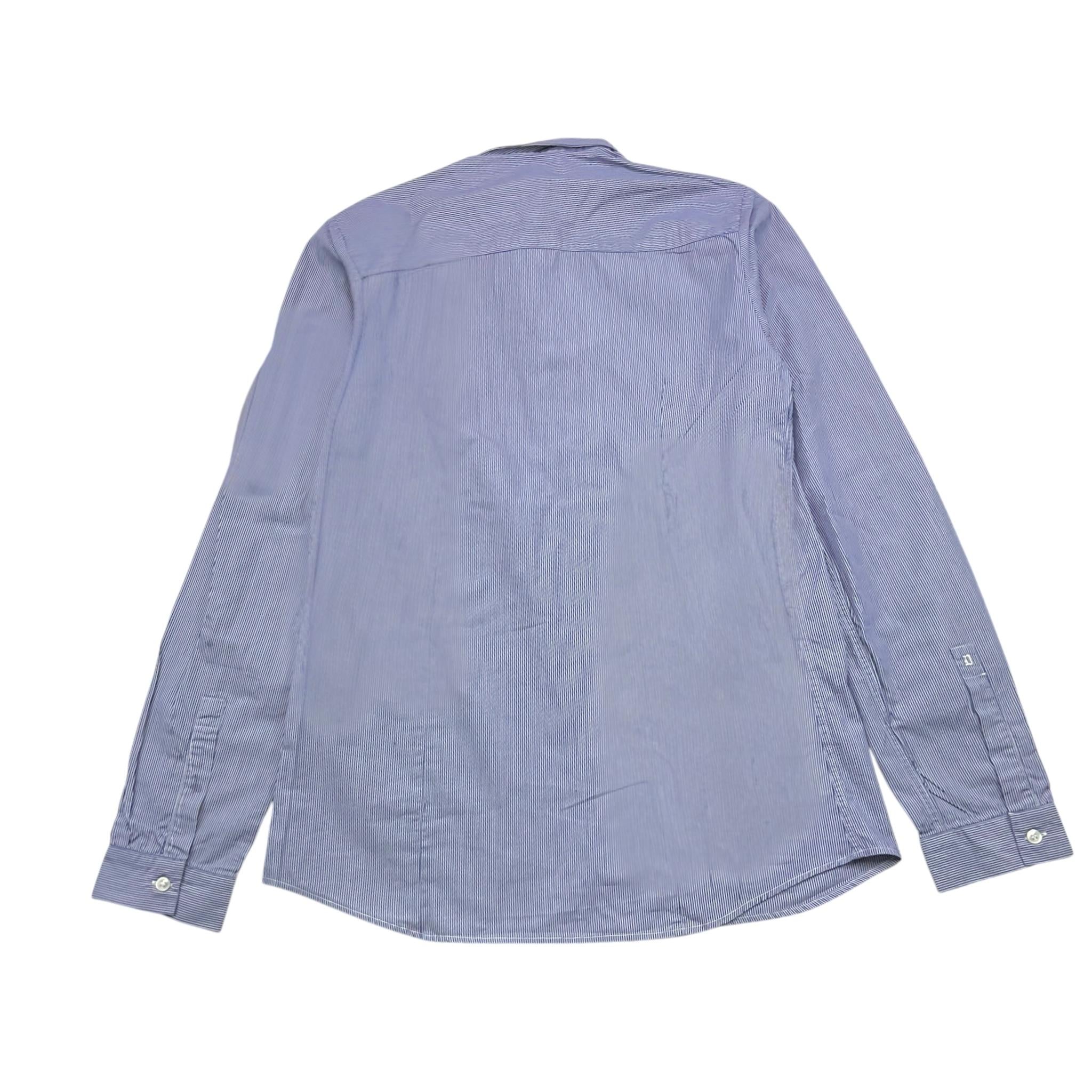 Dondup Camicia Tinta Unita con Fantasia A Righe per Bambino DMCA21 BLU DONDUP 