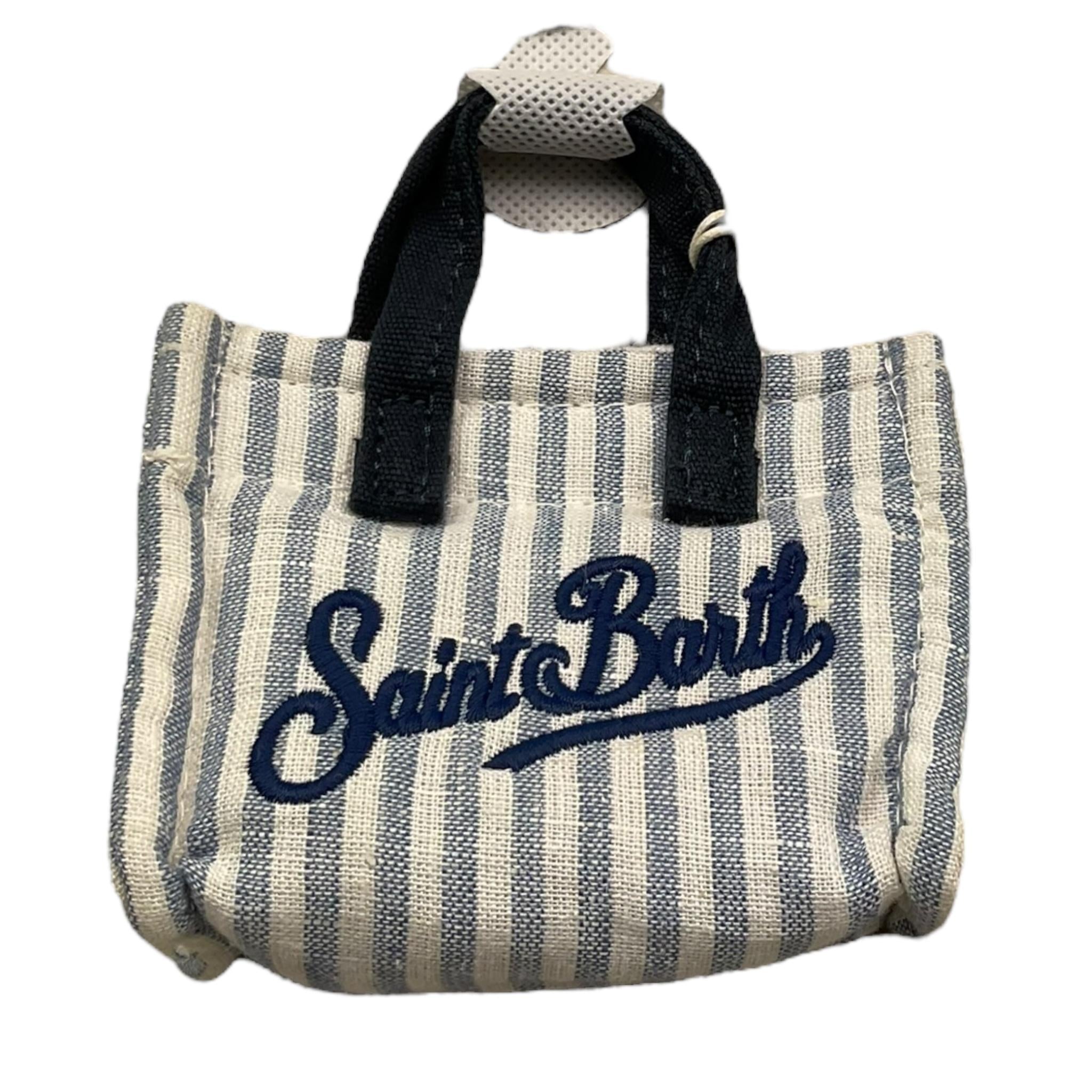 Saint Barth Ciondolo Mini Borsa Fantasia A Righe con Logo per Bambina KEYB002 BLU SAINT BARTH 