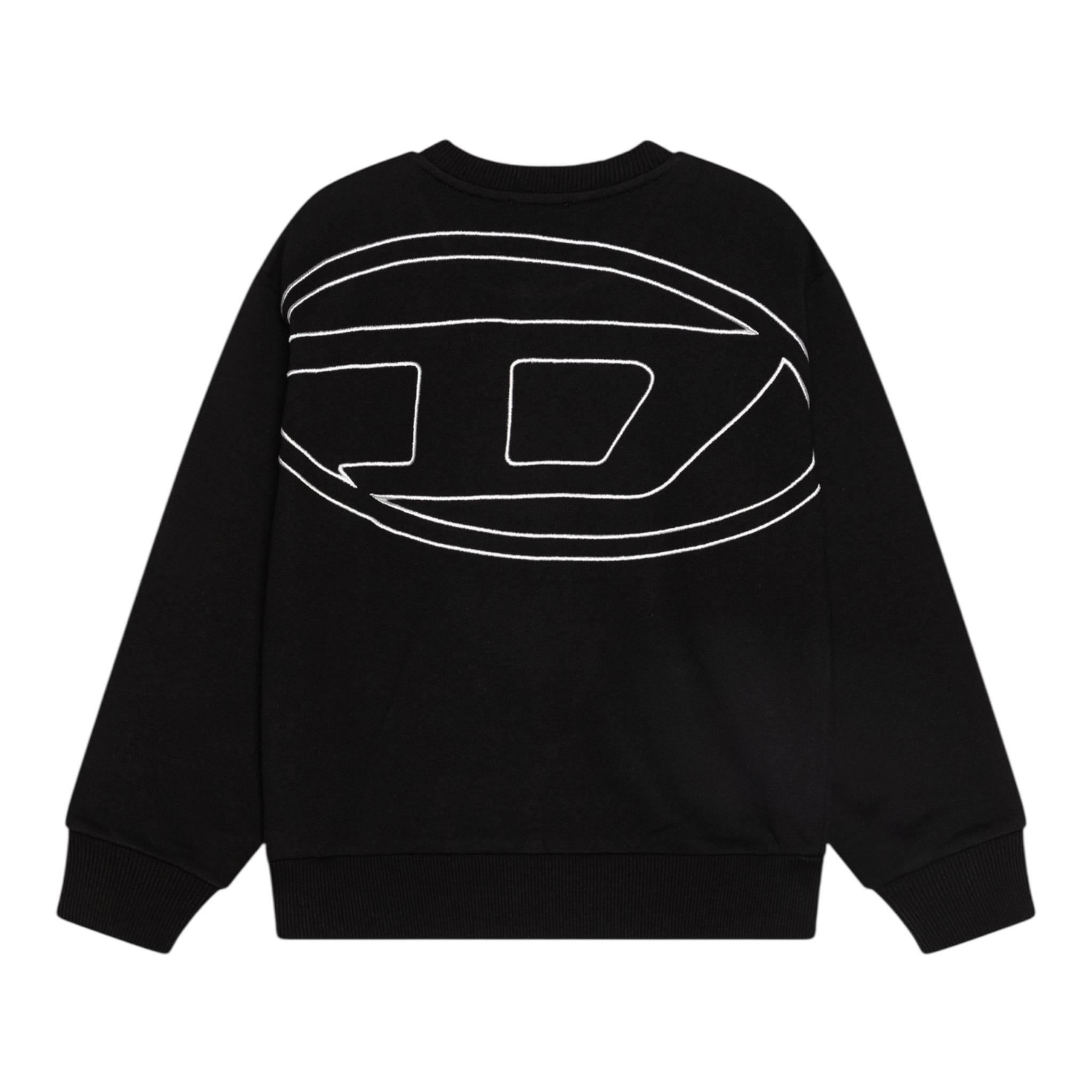 Diesel Felpa Chiusa Girocollo Tinta Unita con Logo per Bambino J02274 NERO DIESEL 