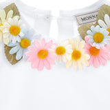 Monnalisa T-Shirt Girocollo Tinta Unita con Applicazioni per Bambina 31E613X BIANCO MONNALISA 