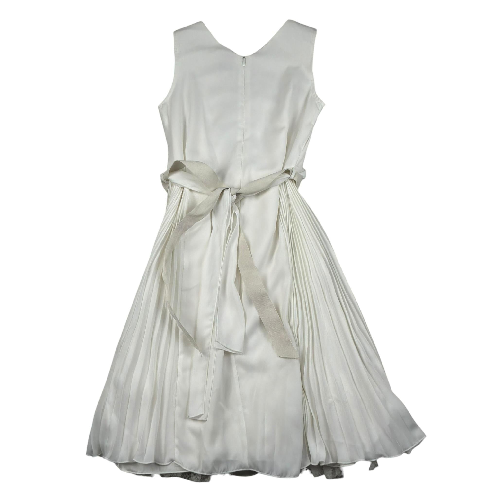 Aletta Abito Giromanica Tinta Unita con Cinturino per Bambina AE00682 PANNA ALETTA 