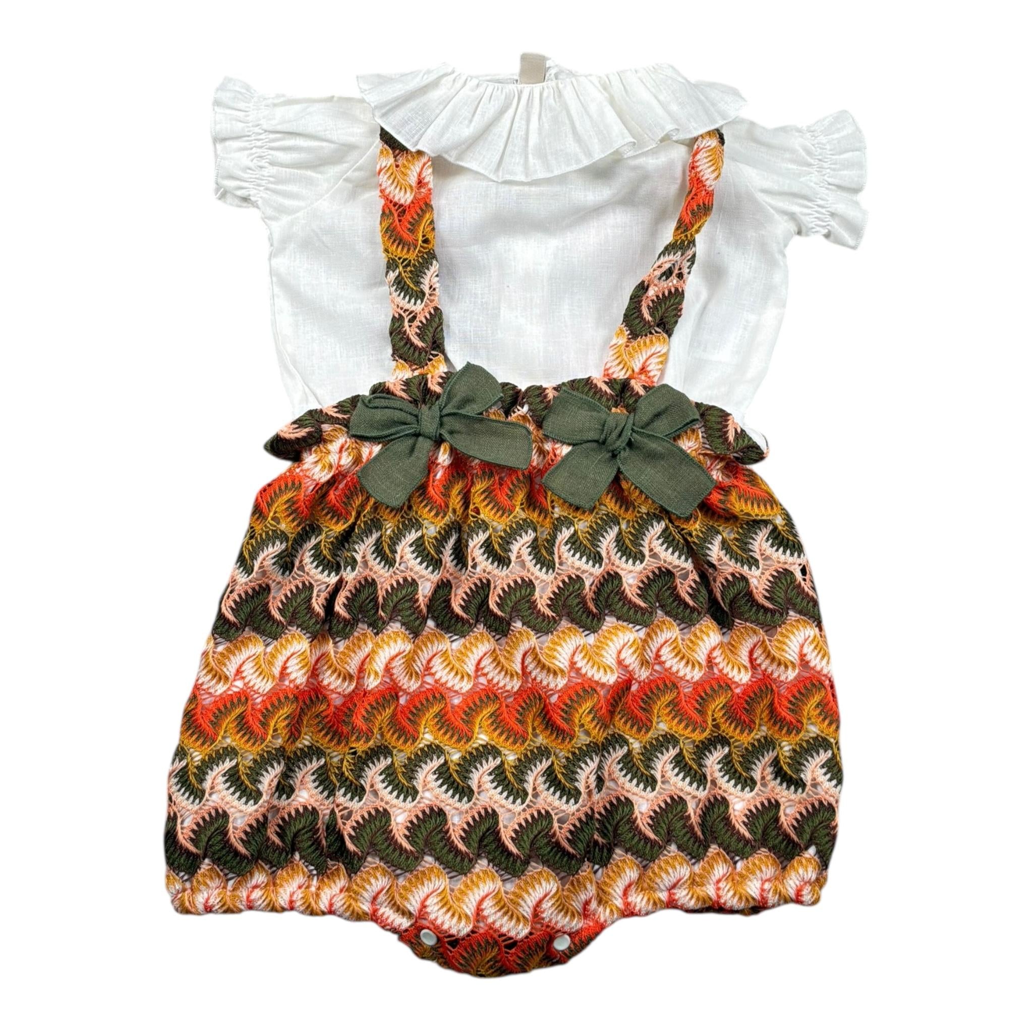 La Stupenderia Completo 2 Pezzi Body-Salopette Bicolore per Neonata TBCT58 BIANCO LA STUPENDERIA 