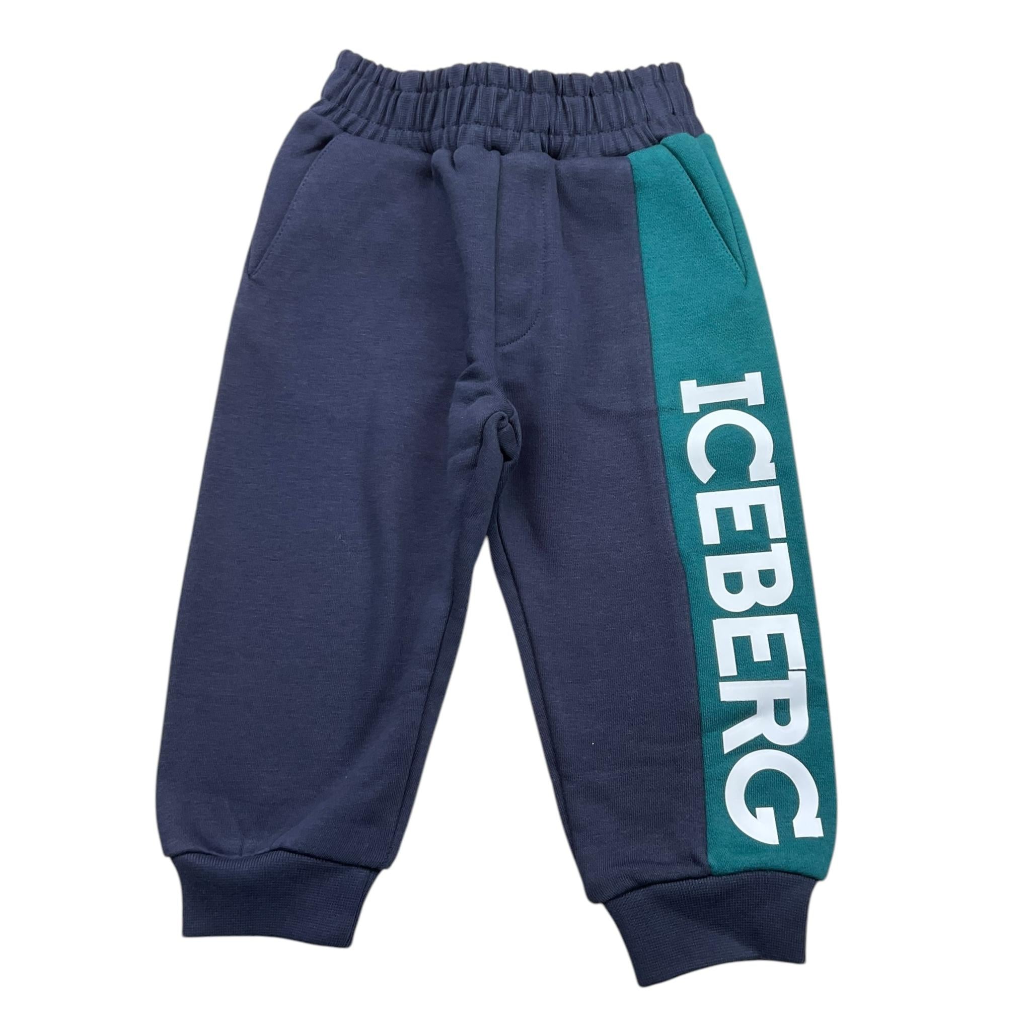 ICEBERG pantalone tuta tinta unita cn stampa logo Blu per Neonato PFICE5301B BLU ICEBERG 