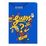 GUESS shirt girocollo tinta unita con stampa Cobalto per Bambino N4YI13K8HM4 COBALTO GUESS 