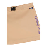 Palm Angels Gonna Tinta Unita Con Stampa Logo Beige Per Bambina