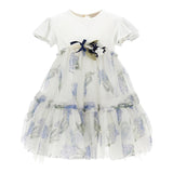MONNALISA abito tinta unita con fantasia fiori Bianco per Bambina 11B908 BIANCO MONNALISA 