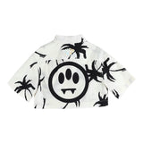 BARROW KIDS camicia modello crop tinta unita con stampa palme Panna per Bambina 033086 PANNA BARROW KIDS 