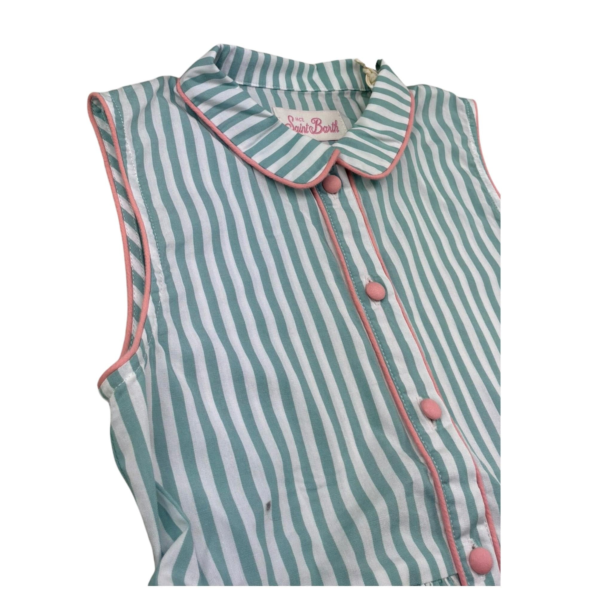 Saint Barth Abito Giromanica Fantasia A Righe per Bambina ELMA BIANCO/VERDE SAINT BARTH 