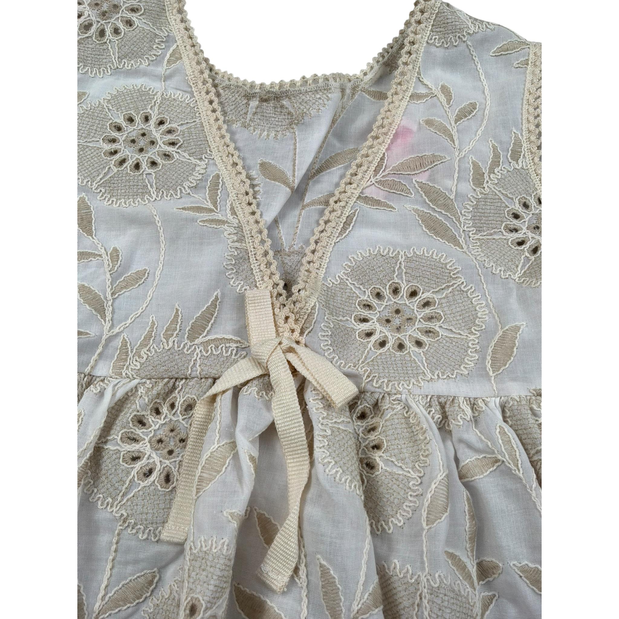 Imperial Camicia Giromanica Tinta Unita con Ricami per Bambina CC69390G75 PANNA IMPERIAL 