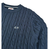 Sun68 Maglia Girocollo Tinta Unita con Logo per Bambino K35315 BLU SUN68 