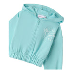 Sarabanda Felpa Tinta Unita con Zip E Cappuccio per Bambina 0B203 VERDE ACQUA SARABANDA 