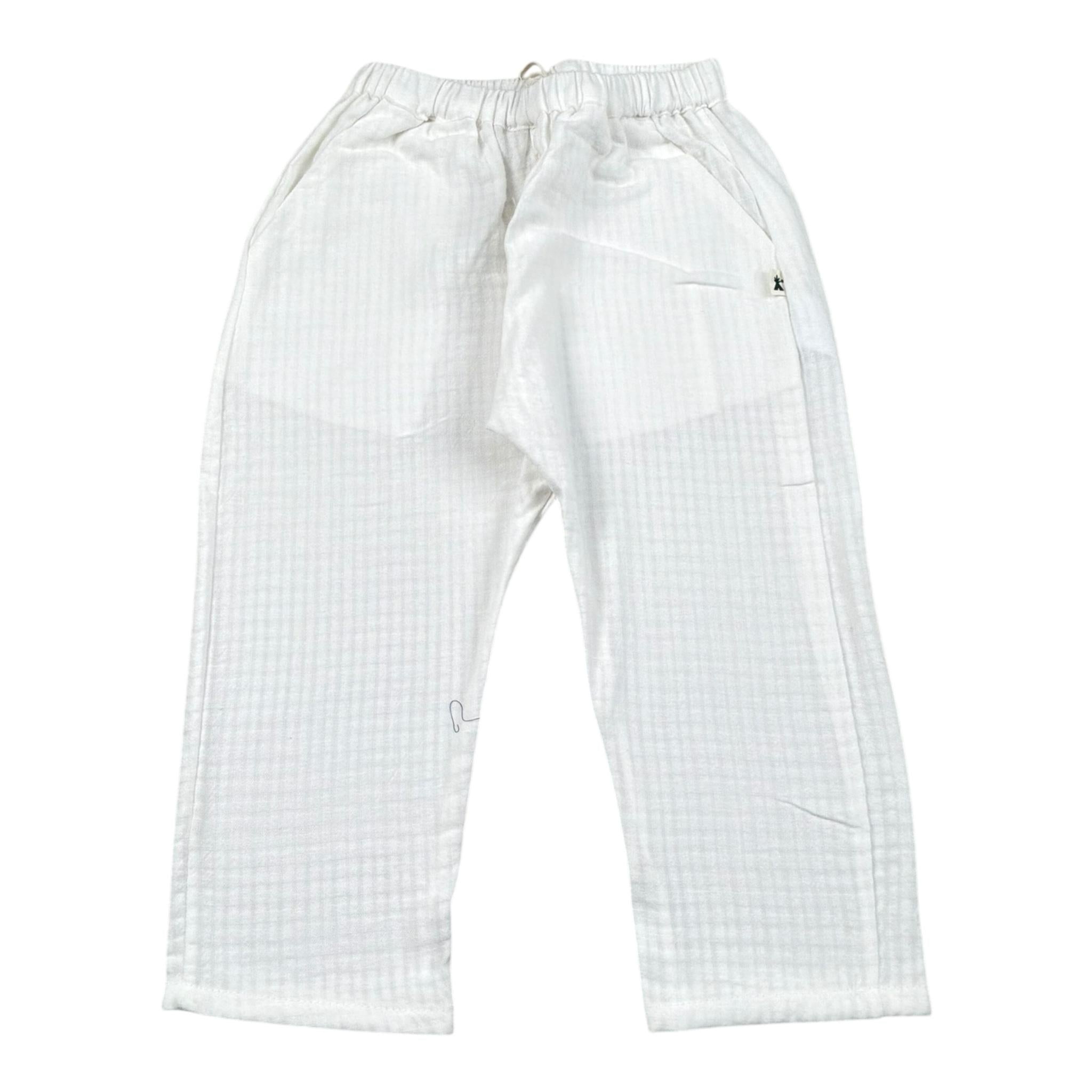 Petit Indi Pantalone Tinta Unita con Elastico In Vita per Bambino SS25BK8140X BIANCO PETIT INDI 
