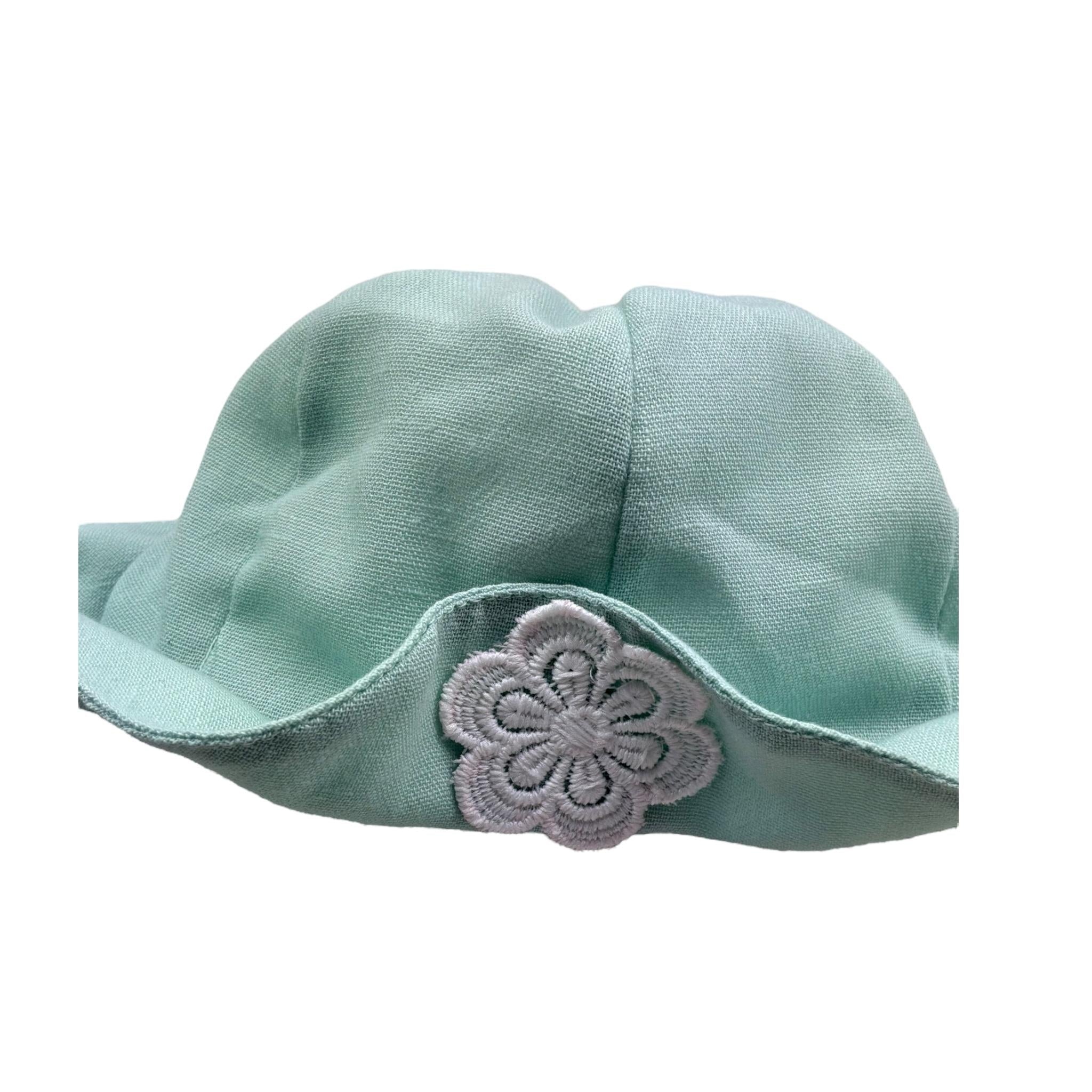 I Delfi Cappello Tinta Unita con Ricamo per Neonata 25P5149 VERDE I DELFI 