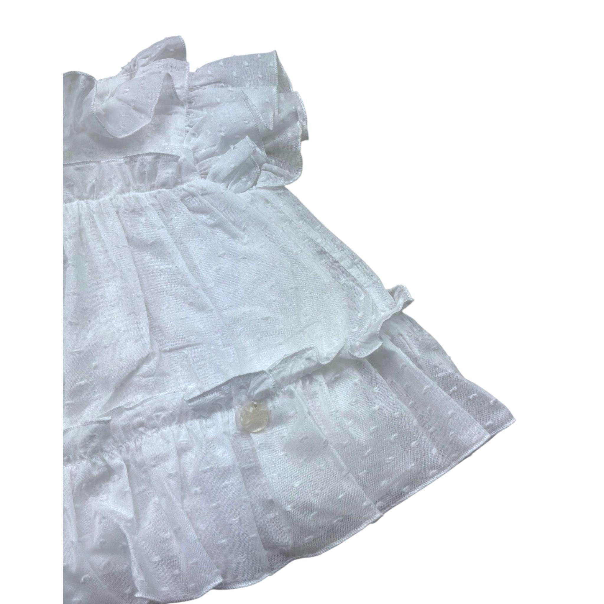 Le Bebe' Abito Tinta Unita con Rouches per Neonata LBG6376 BIANCO LE BEBE' 