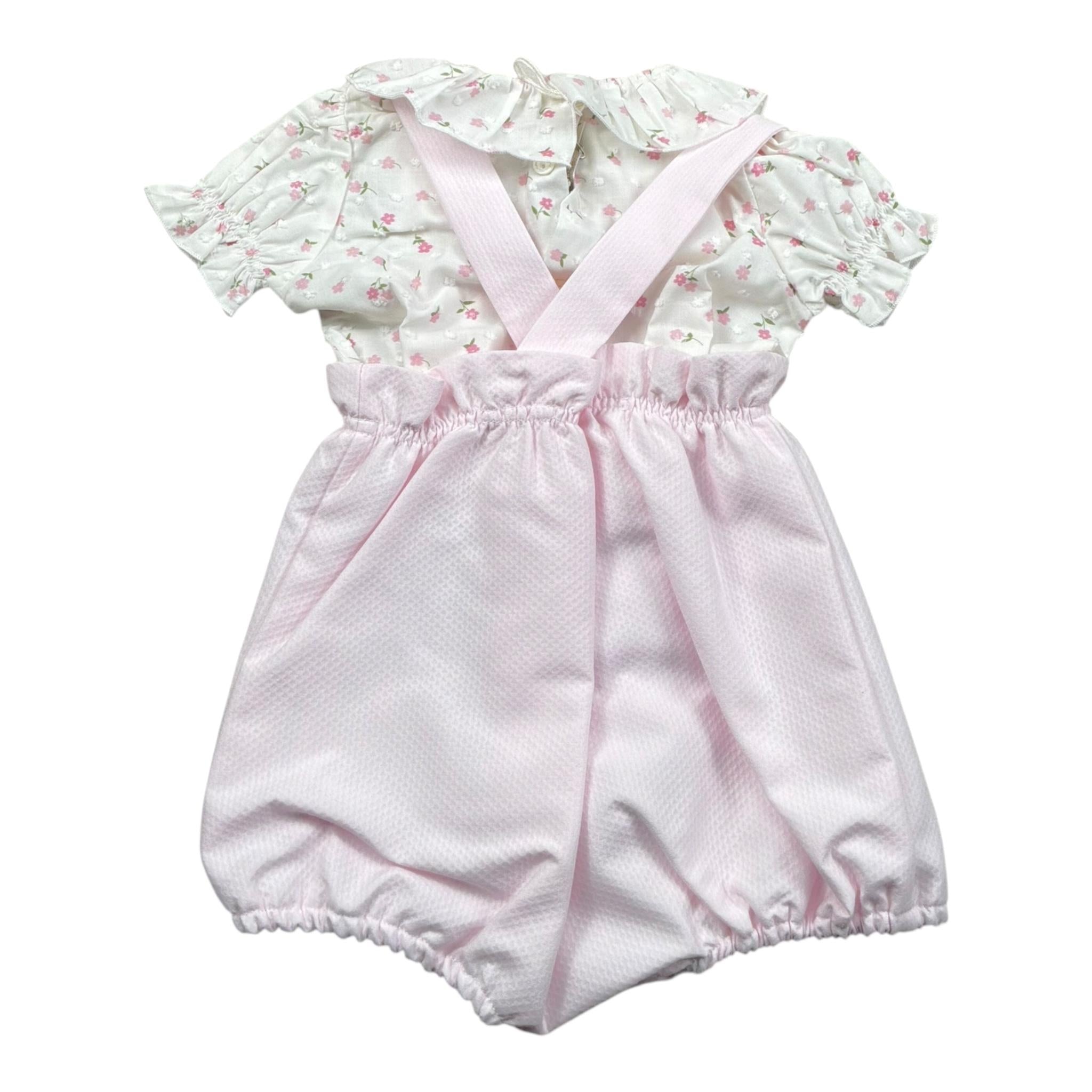 La Stupenderia Completo 2 Pezzi Bicolore Salopette-Camicia per Neonata TBCT588 BIANCO/ROSA LA STUPENDERIA 