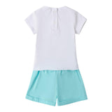 Sarabanda Completo 2 Pezzi T-Shirt-Short Bicolore per Neonata 0B236XN BIANCO/AZZURRO SARABANDA 