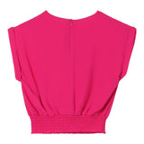 Liu Jo Einfarbiges Halbarmhemd mit Fuchsia-Brosche für Mädchen