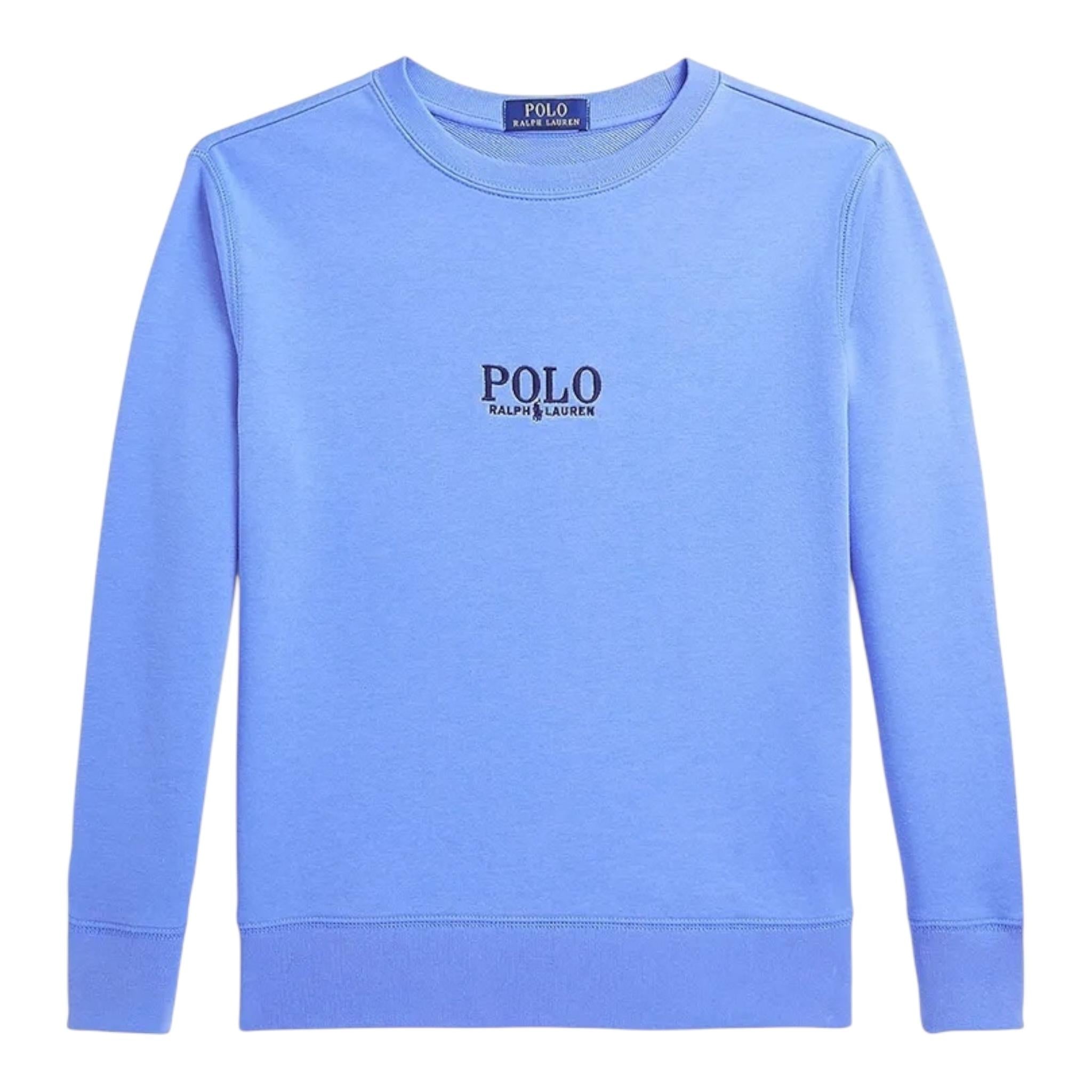 Ralph Lauren Felpa Girocollo Tinta Unita con Logo per Bambino 323958154003 AZZURRO RALPH LAUREN 