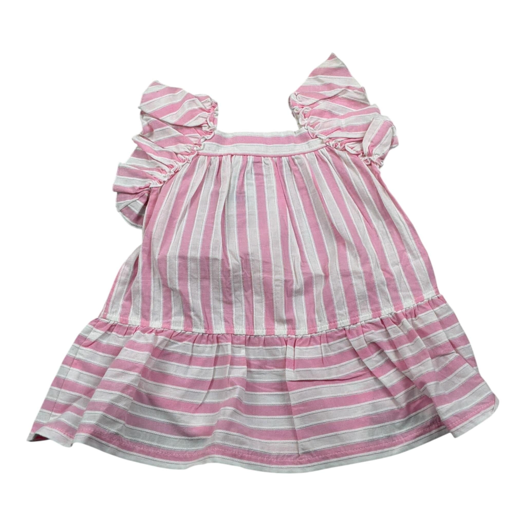 Aletta Abito Giromanica Fantasia A Righe Bianco/Rosa per Neonata R22607 BIANCO/ROSA ALETTA 