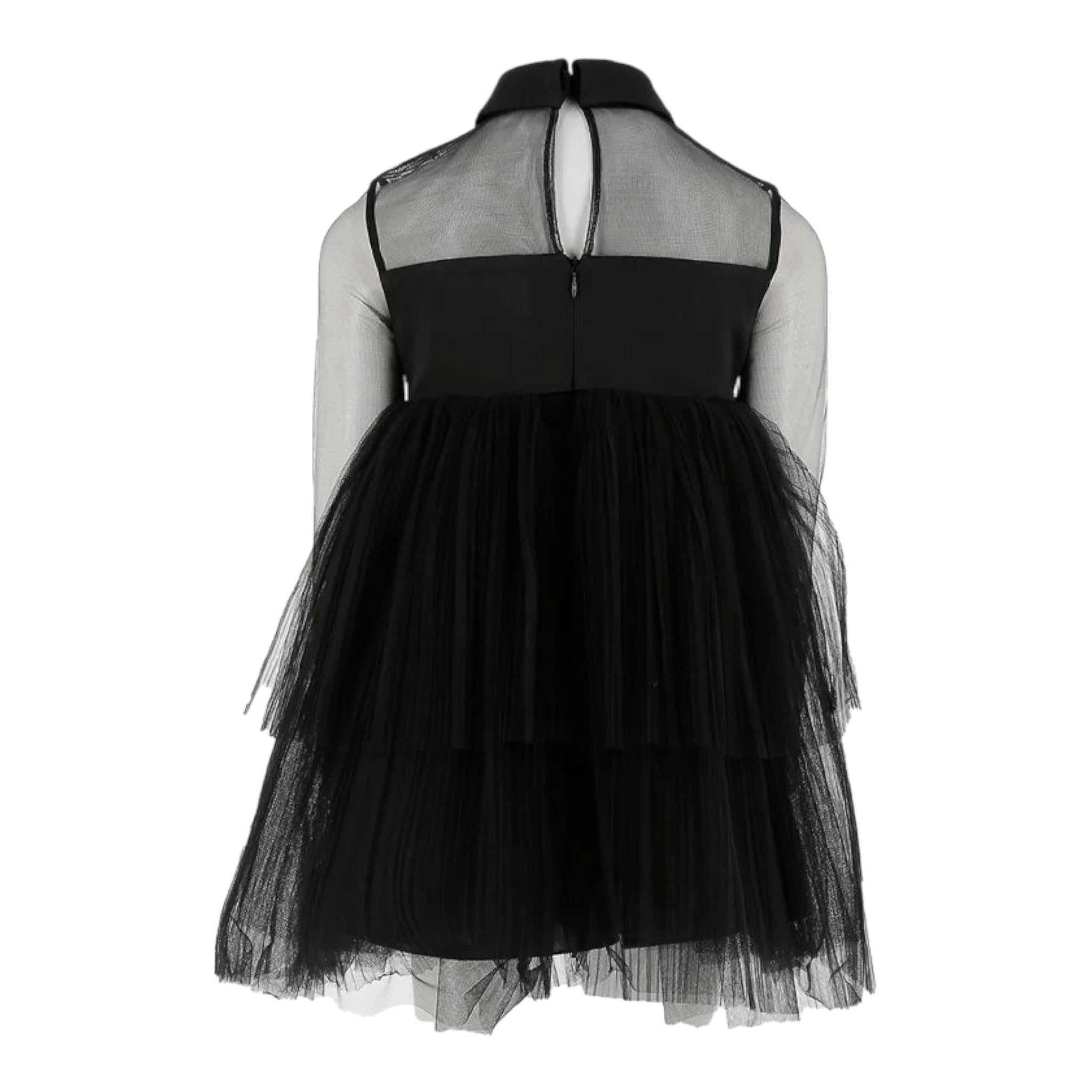 Elisabetta Franchi Abito Tinta Unita con Tulle E Trasparenze per Bambina EFAB539 NERO ELISABETTA FRANCHI 