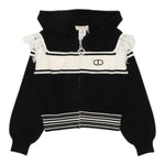 TWINSET maglia tinta unita con stampa zip e cappuccio Nero per Bambina 242GJ3161X NERO TWINSET 