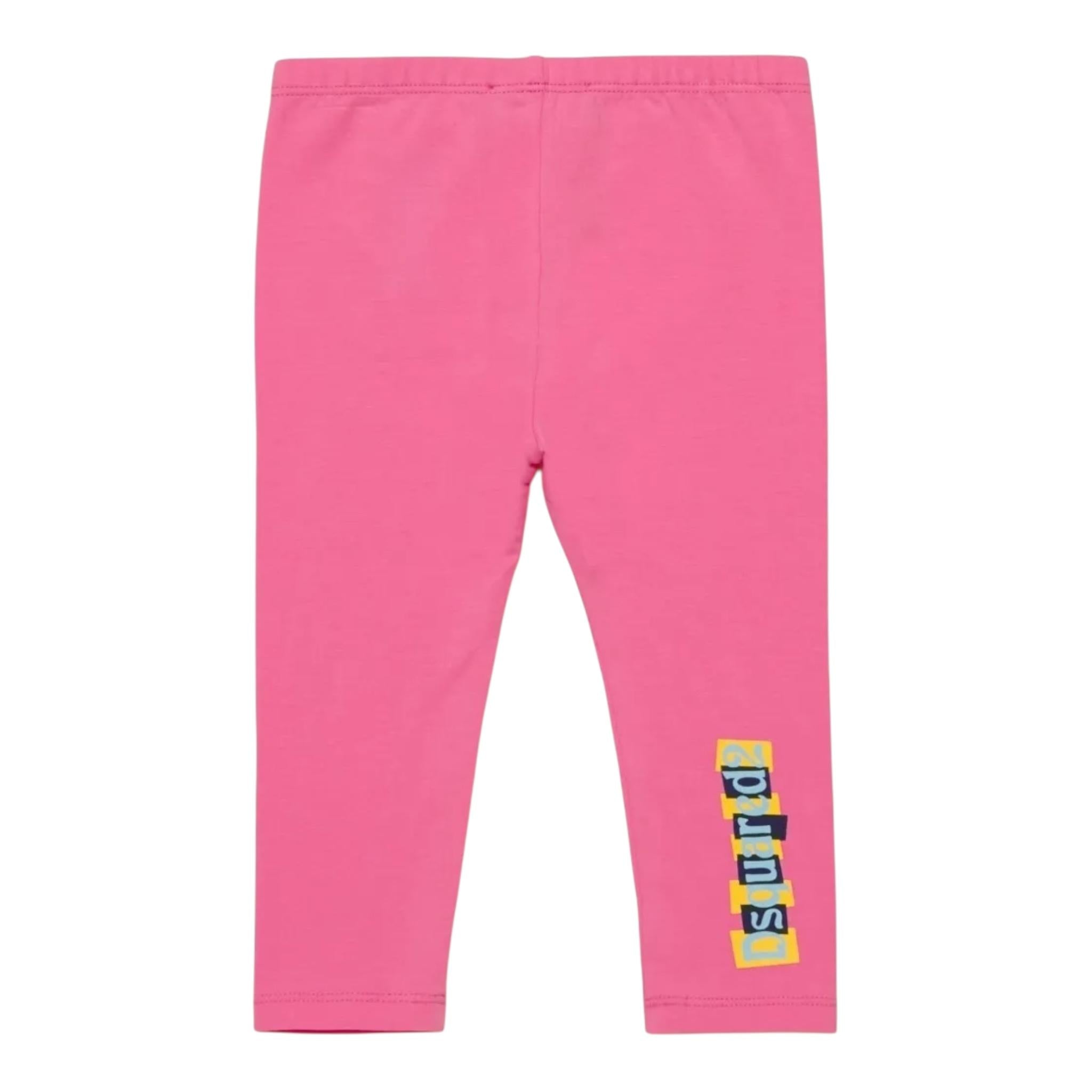 DSQUARED2 leggins tinta unita con logo Rosa per Neonata DQ2494 ROSA DSQUARED2 