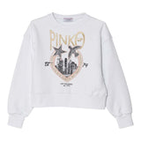 PINKO felpa girocollo tinta unita con stampa Bianco per Bambina F4PIJGSW218X BIANCO PINKO 