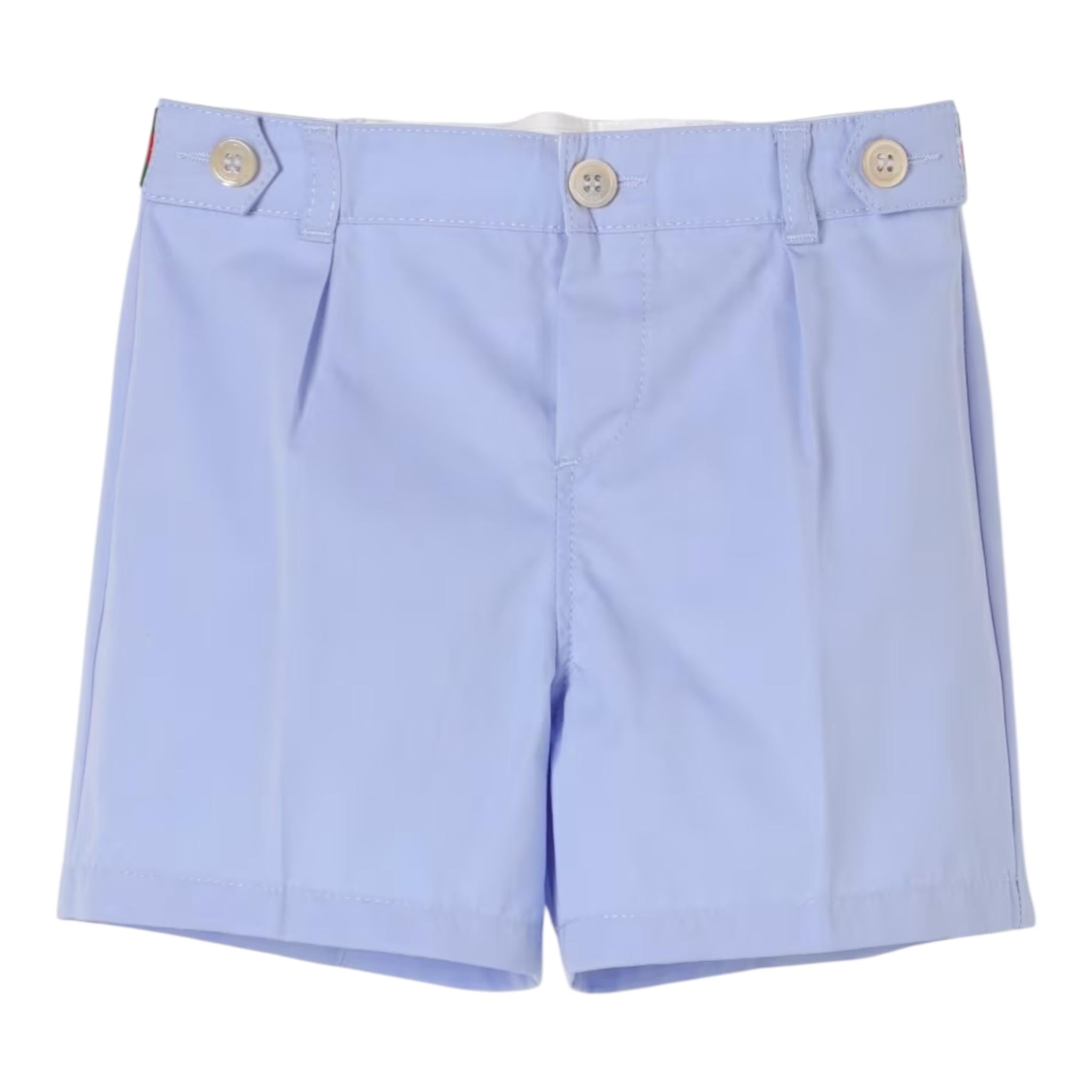 Gucci Bermuda Tinta Unita con Profili Logo per Neonato 810878 AZZURRO GUCCI 