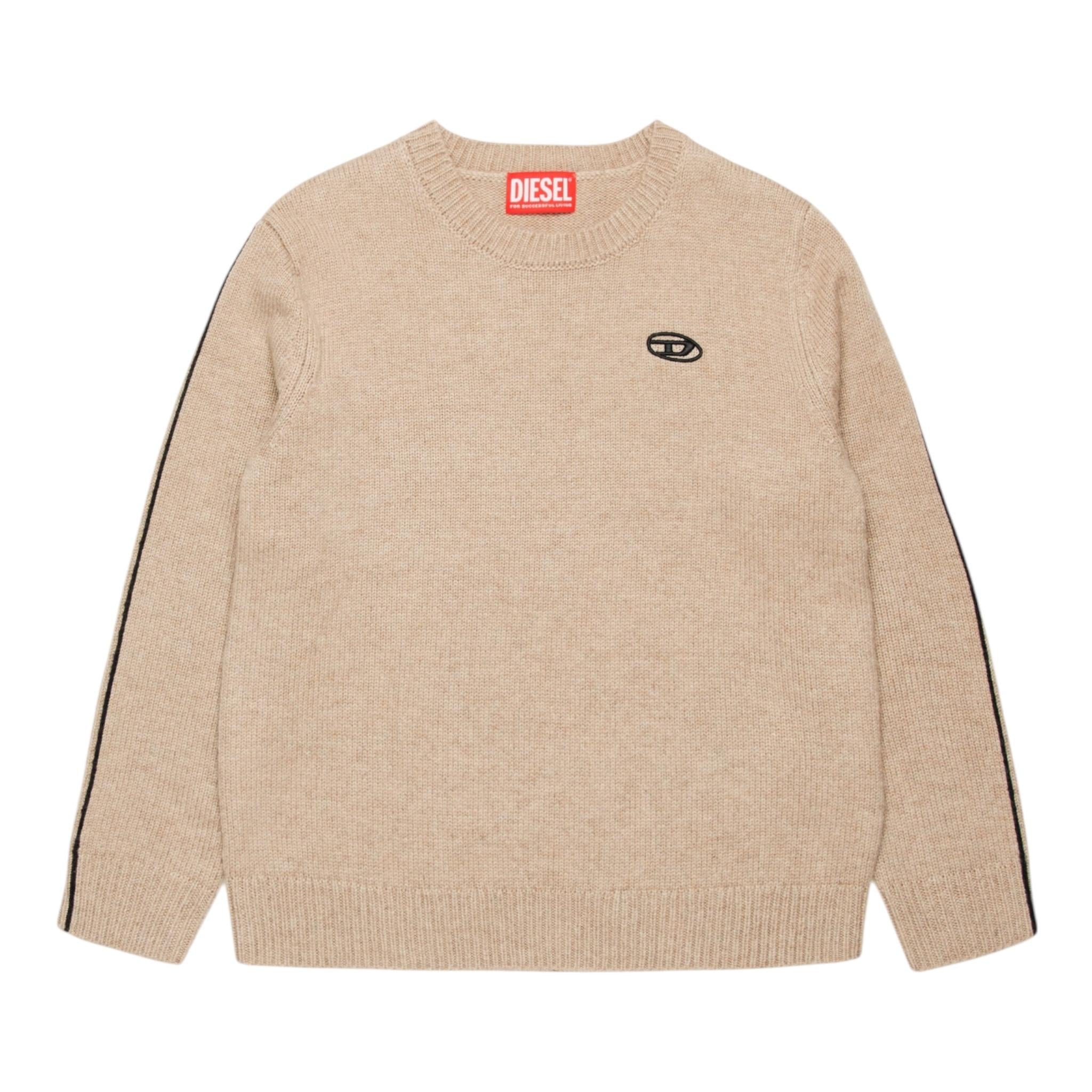 DIESEL maglia tinta unita girocollo con logo Sabbia per Bambino J02085 SABBIA DIESEL 