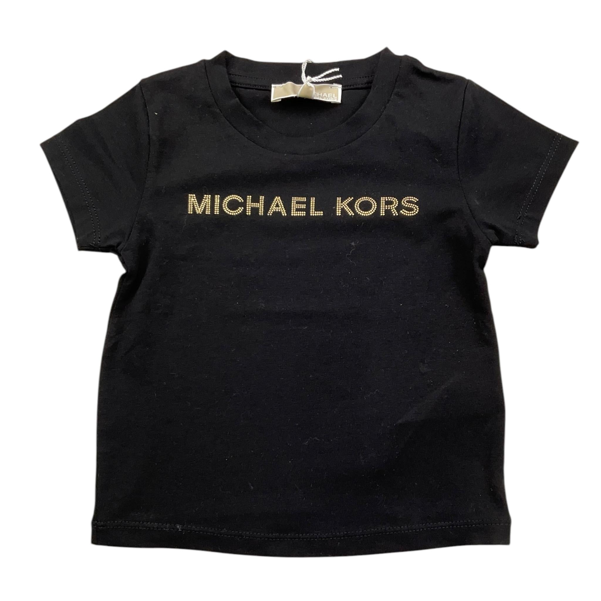 MICHAEL KORS t-shirt tinta unita con stampa Nero per Neonata R30140 NERO MICHAEL KORS 