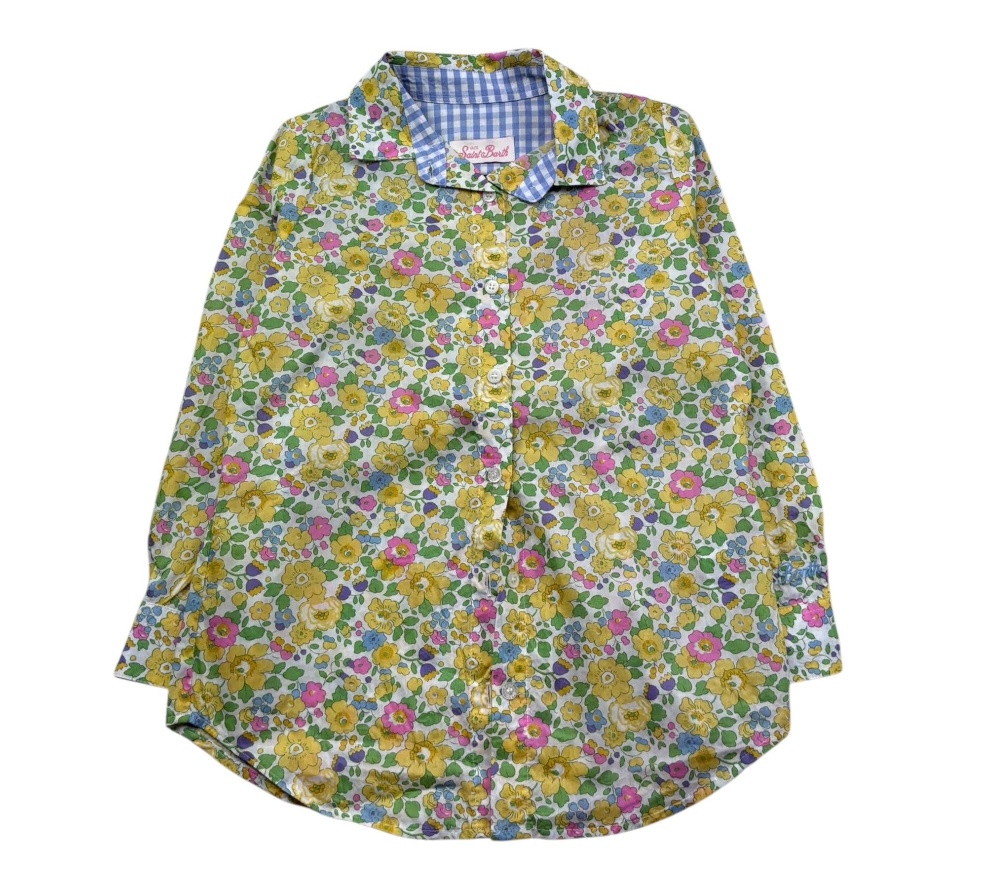 Saint Barth Camicia Manica Lunga Fantasia Floreale per Bambina BRIG00300922 BIANCO SAINT BARTH 