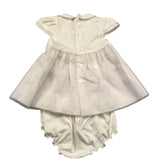 Minu' Completo 2 Pezzi Abito-Culotte Tinta Unita Bianco Per Neonata