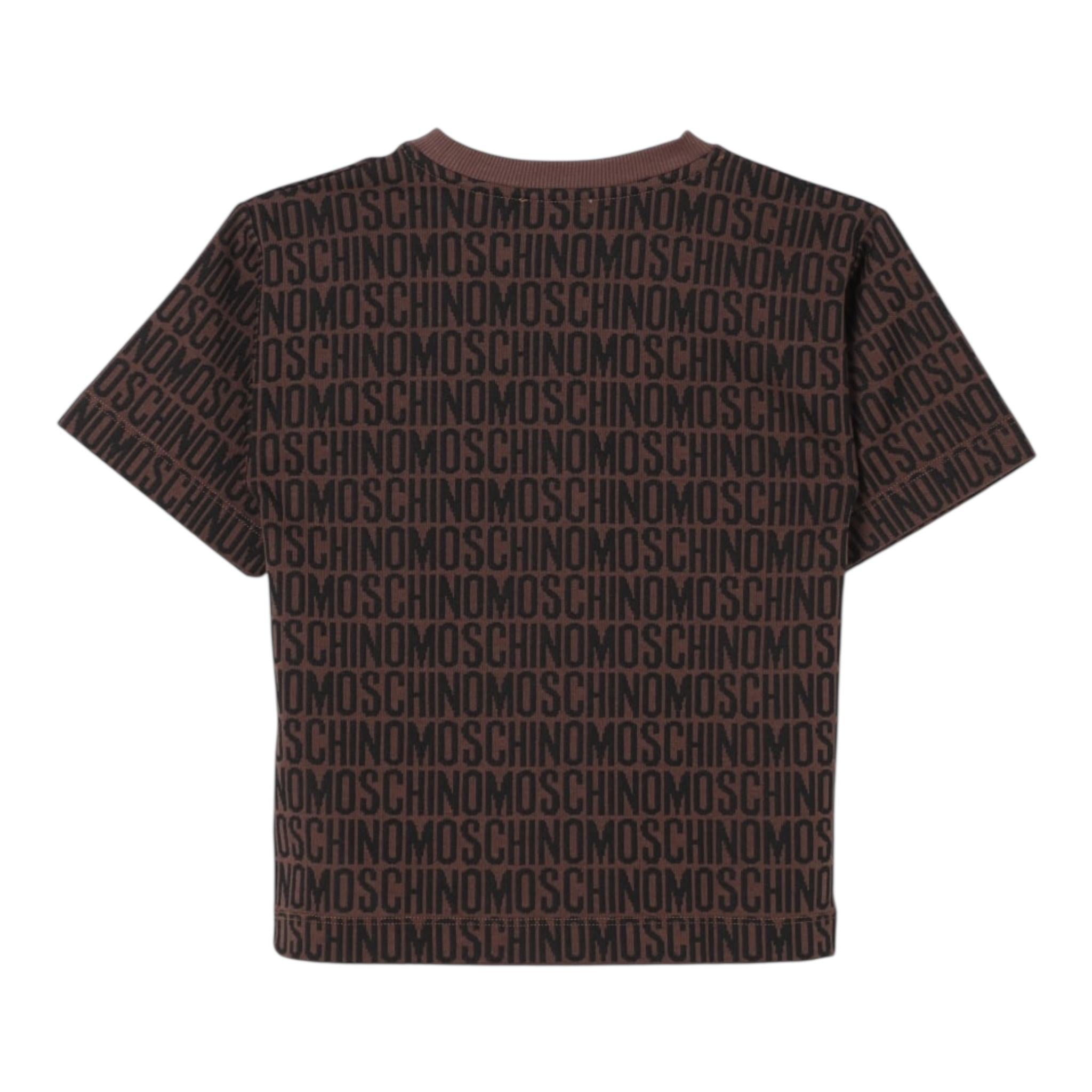 Moschino T-Shirt Girocollo Logata per Neonato M8M032 MARRONE MOSCHINO 