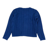 Carre'Ment Beau Cardigan Tinta Unita Con Ricami Blu Per Bambino