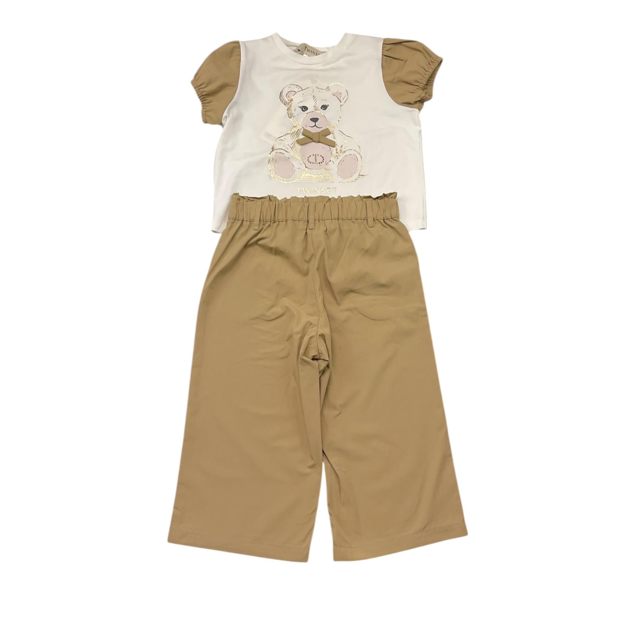 Twinset Completo 2 Pezzi T-Shirt-Pantalone Bicolore per Neonata 251GJ2429 BIANCO/BEIGE TWINSET 