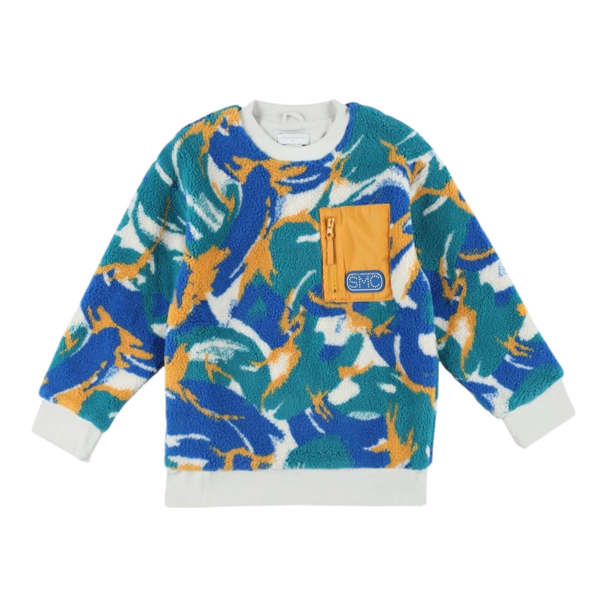 STELLA McCARTNEY felpa girocllo tinta unita con fantasia tessuto teddy Bianco per Bambino TV4R80 BIANCO STELLA McCARTNEY 