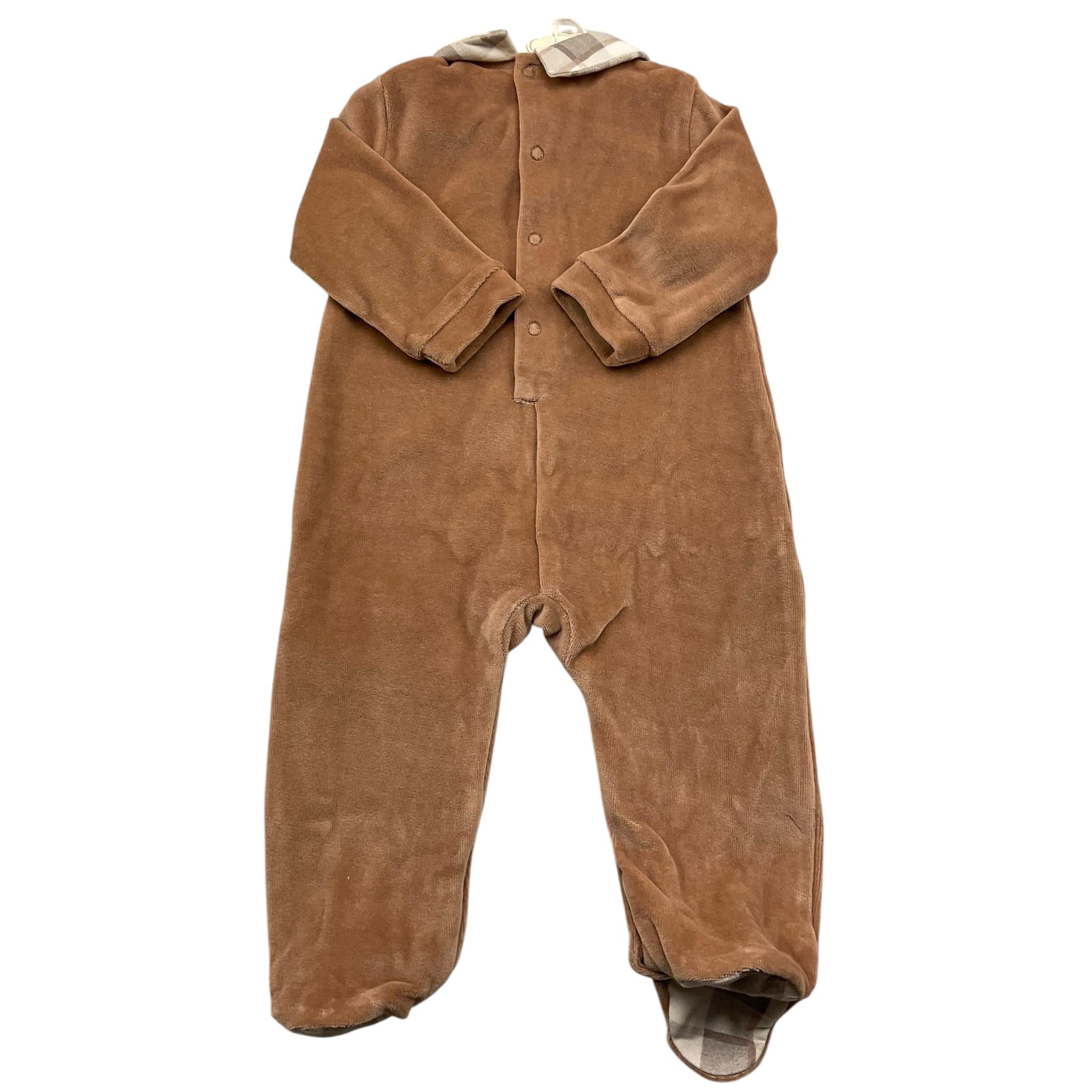 MINI BANDA tutina manica lunga tinta unita in ciniglis Beige per Neonato 3A645 BEIGE MINI BANDA 