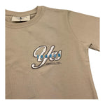 Yes London T-Shirt Girocollo Tinta Unita con Logo per Bambino JR2125 BEIGE YES LONDON 
