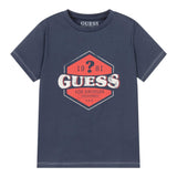 Guess T-Shirt Gircollo Tinta Unita con Stampa per Neonato N2RI02K8HM0 BLU GUESS 