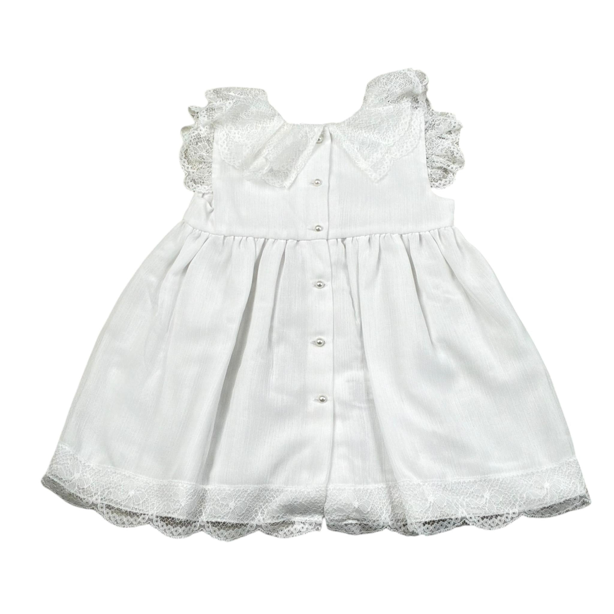 Granlei Abito Tinta Unita con Ricami per Neonata 125185 BIANCO GRANLEI 