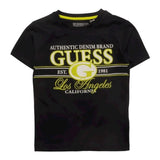 Guess T-Shirt Girocollo Tinta Unita con Stampe per Bambino N5RI23K8HM4J BLU GUESS 