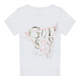 Guess T-Shirt Girocollo Tinta Unita con Logo per Bambina K5RI00K6YW4XXJ BIANCO GUESS 