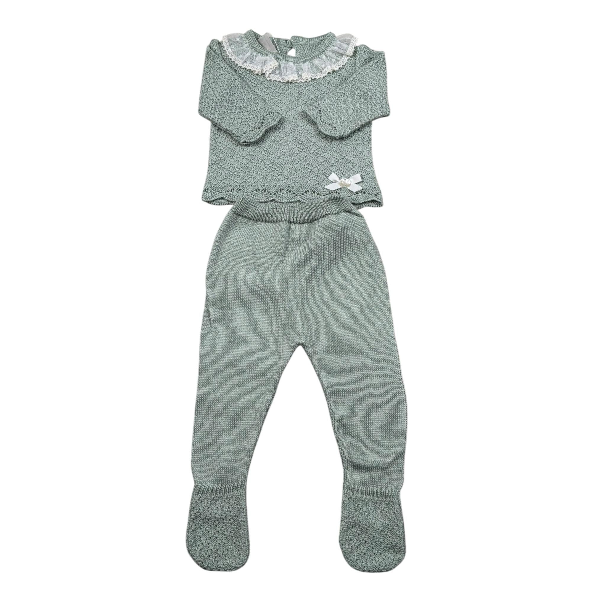 Paz Rodriguez Completo 2 Pezzi Maglia-Ghettina Tinta Unita per Neonata 00342150 VERDE PAZ RODRIGUEZ 