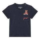 Guess T-Shirt Gircollo Tinta Unita con Stampa per Neonato I5RI03I3Z14X BLU GUESS 
