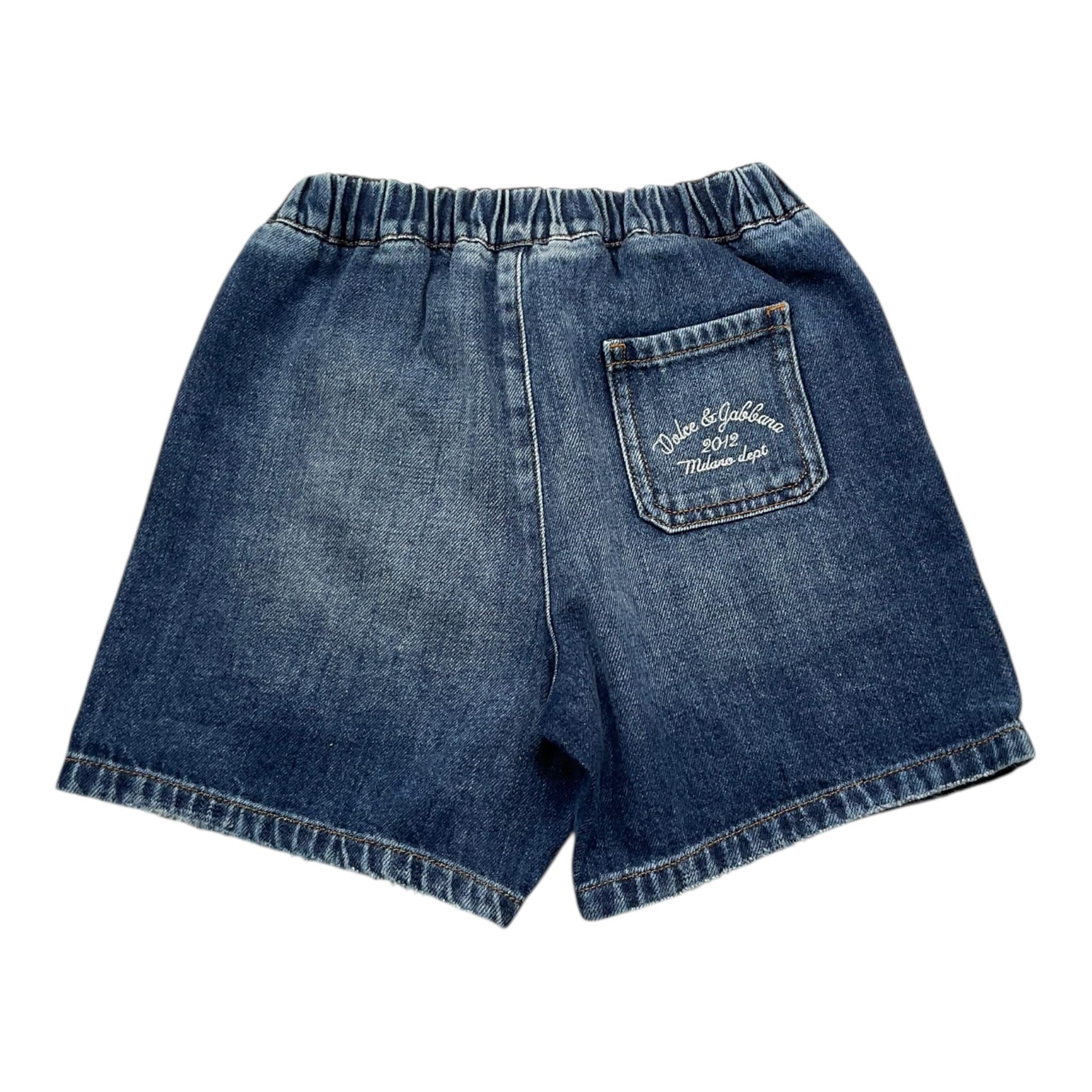 Dolce & Gabbana Short In Denim Tinta Unita con Stampa per Neonata L13Q60 BLU DOLCE & GABBANA 